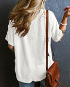 Textured V-Neck Dropped Shoulder Relaxed Tee