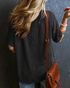 Textured V-Neck Dropped Shoulder Relaxed Tee