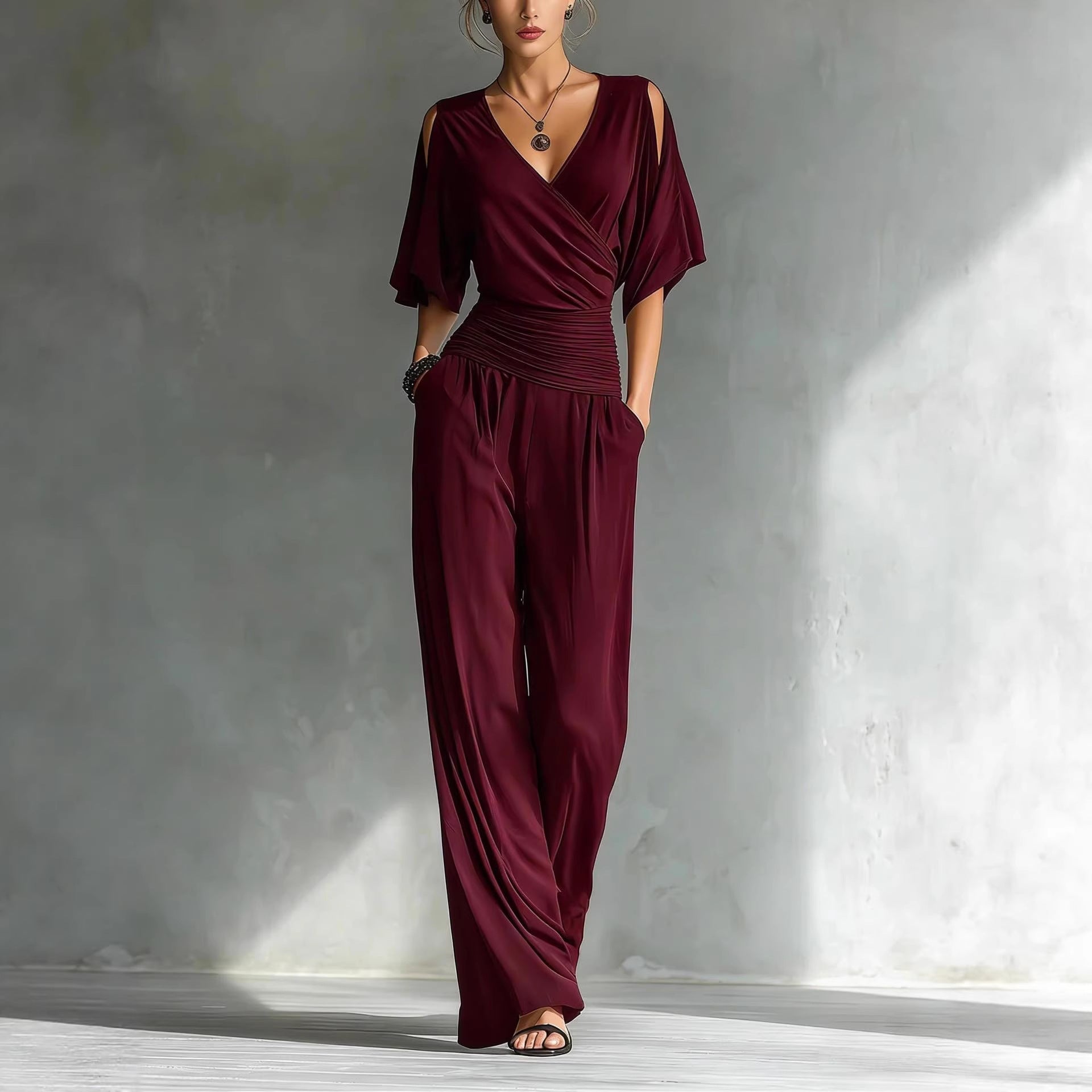 Elena | Wrap V-Neck Jumpsuit