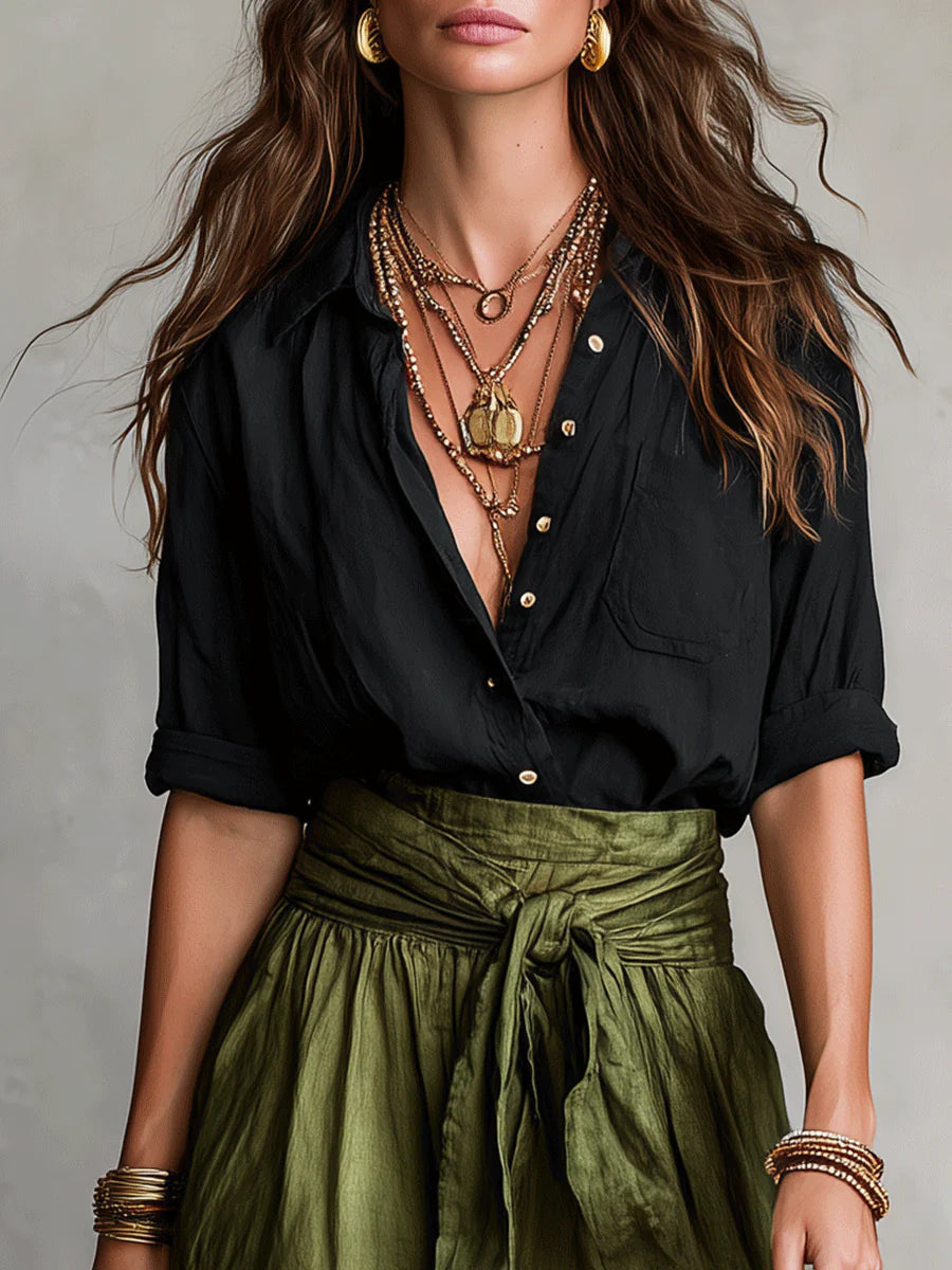 Vera™ |  Blouse &  Midi Skirt Set with Belt
