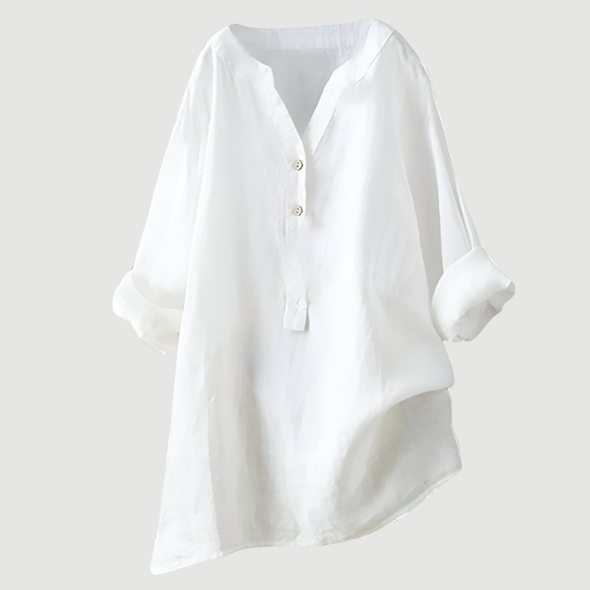 Loose-fit Solid V-Neck Blouse