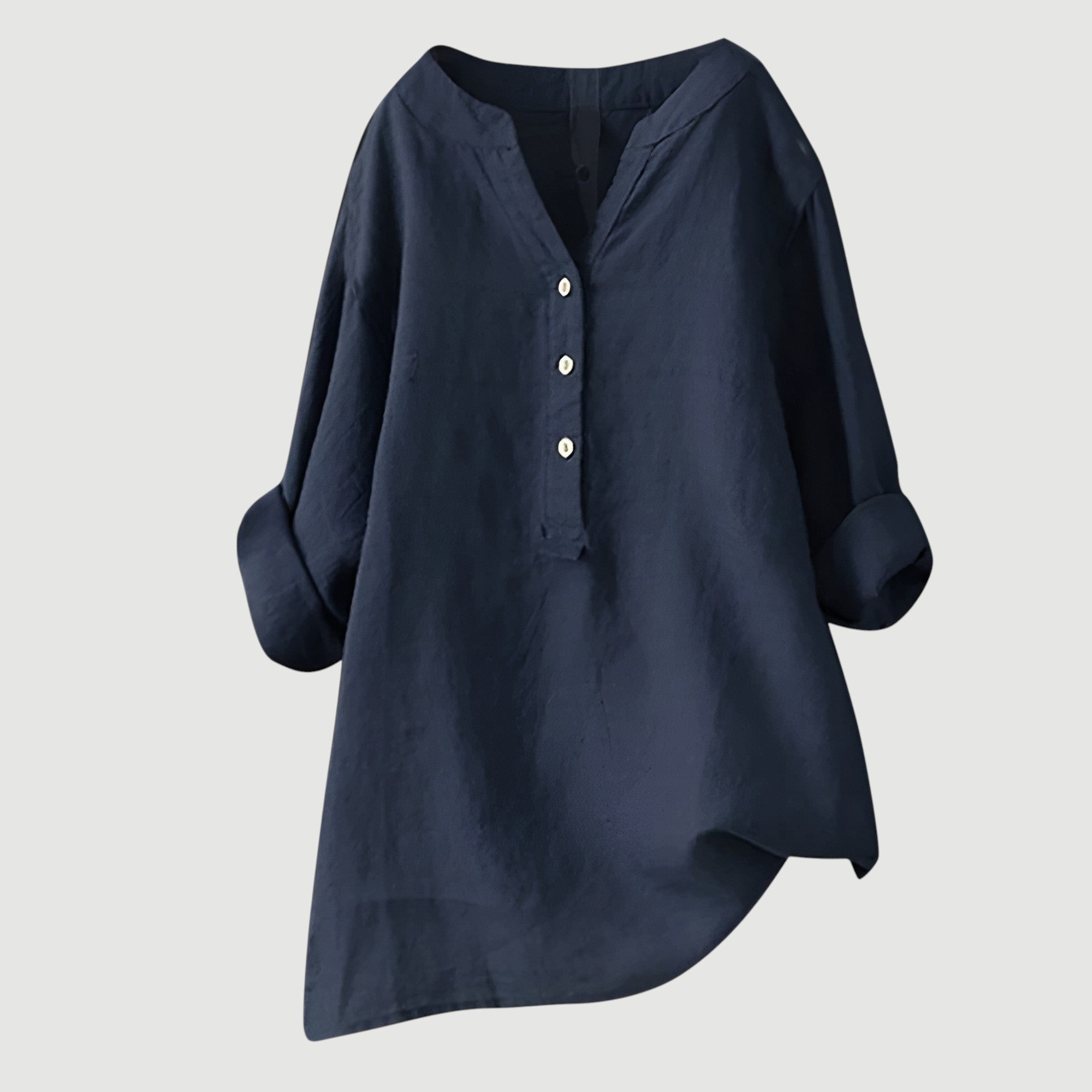 Loose-fit Solid V-Neck Blouse