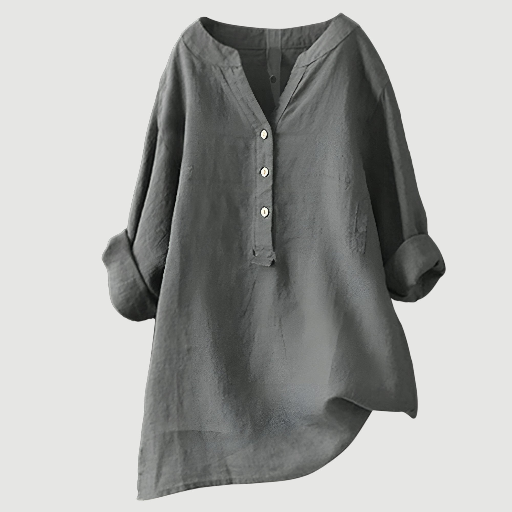 Loose-fit Solid V-Neck Blouse
