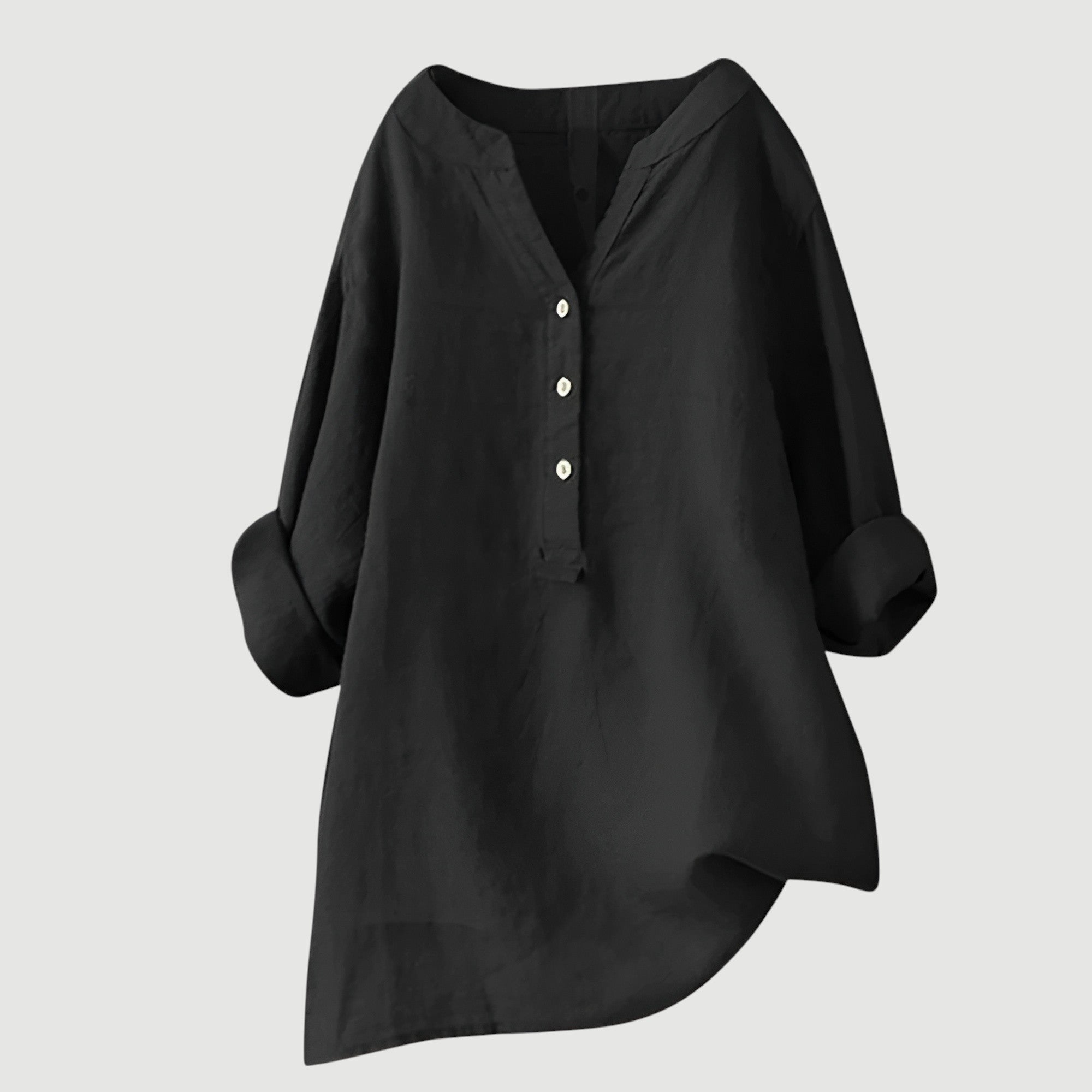 Loose-fit Solid V-Neck Blouse