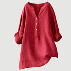Loose-fit Solid V-Neck Blouse