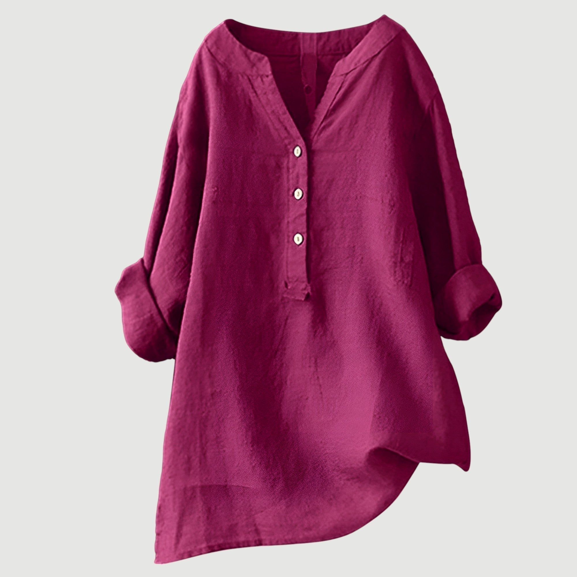Loose-fit Solid V-Neck Blouse