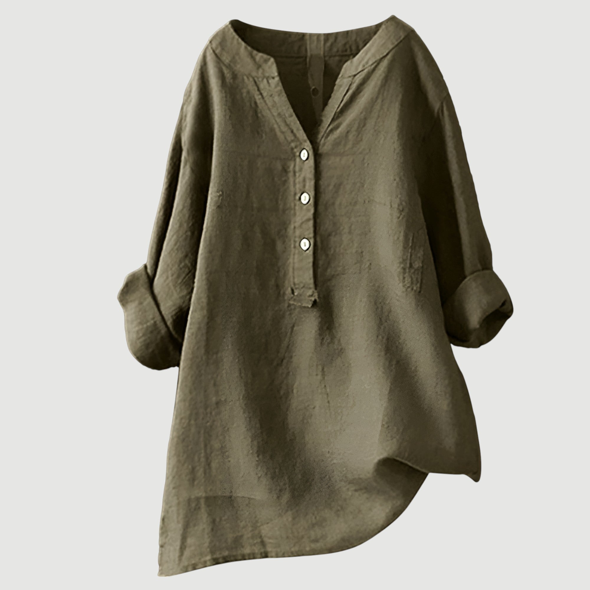 Loose-fit Solid V-Neck Blouse