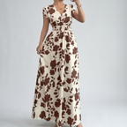 Elegant Floral Smocked Maxi Dress