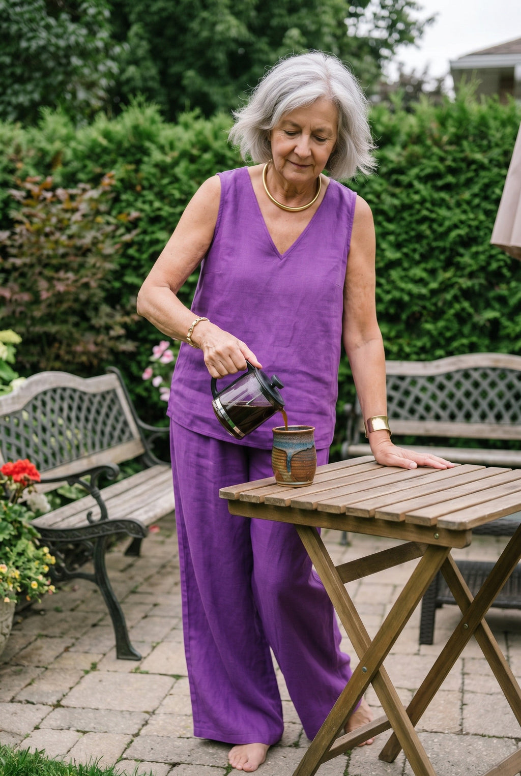 Maya™ | V-Neck Tank Top & Wide-Leg Pants Set