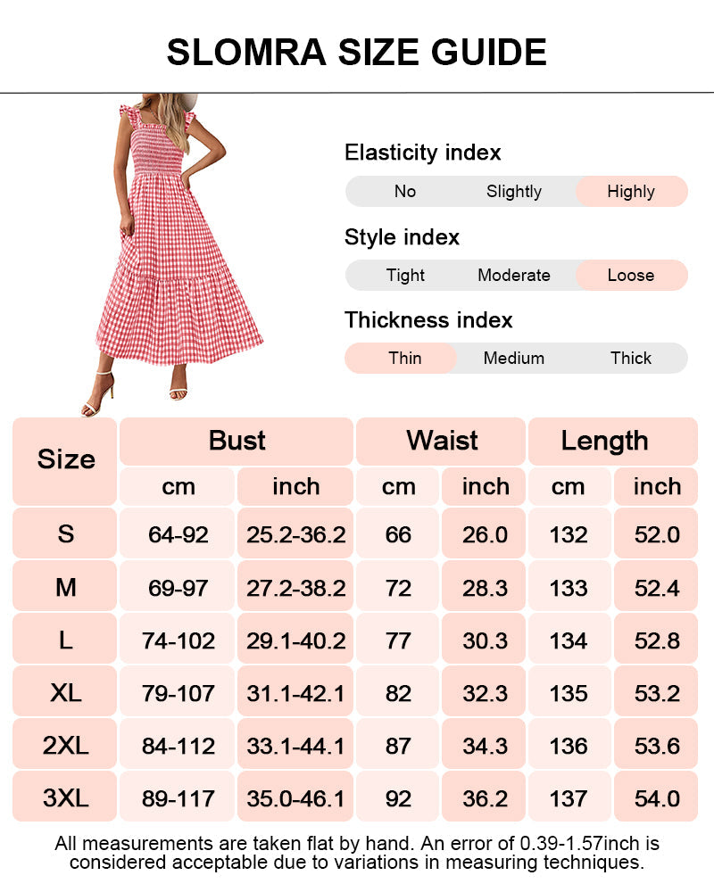 Flowy Retro Smocked Gingham Dress with Pockets