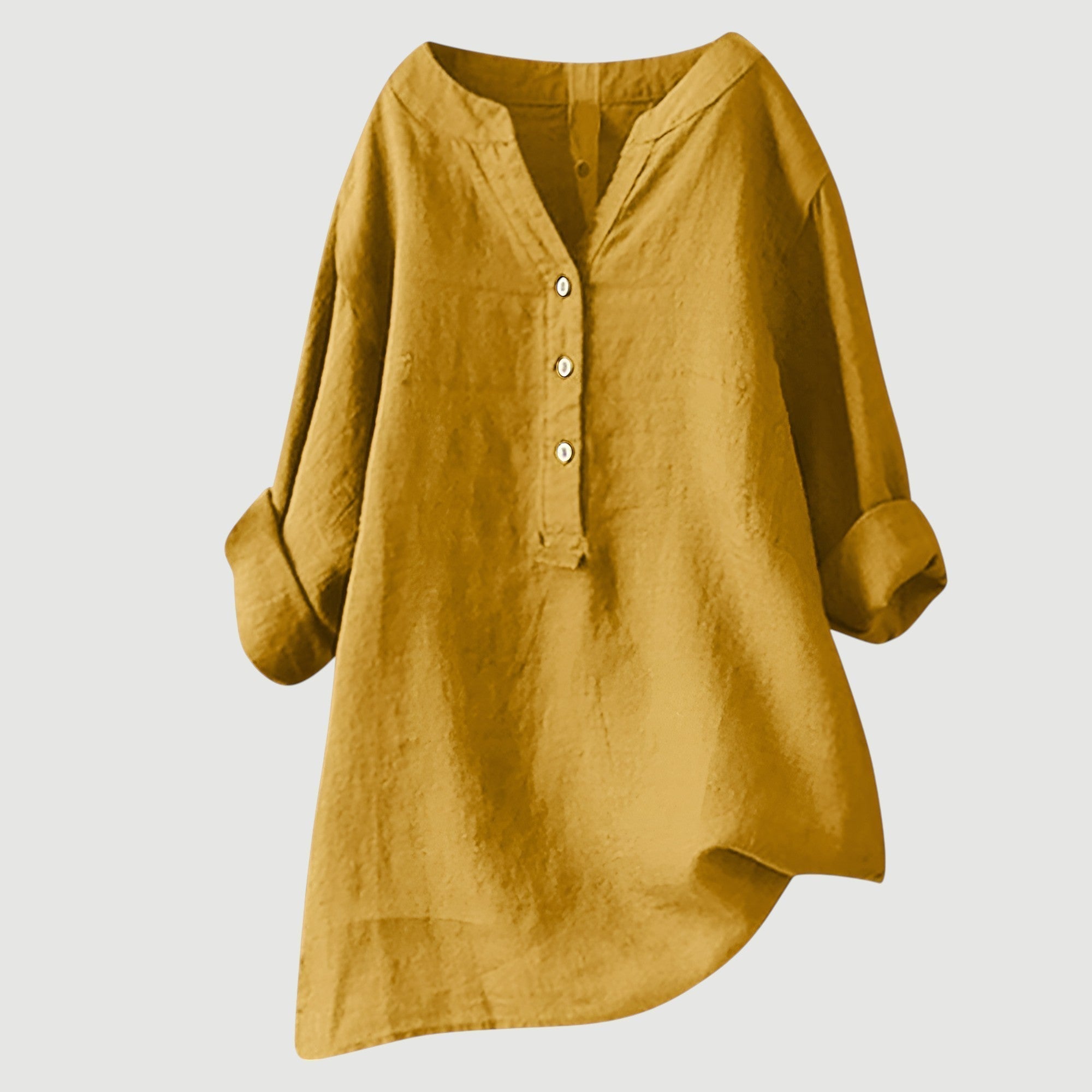 Loose-fit Solid V-Neck Blouse