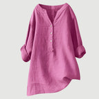 Loose-fit Solid V-Neck Blouse